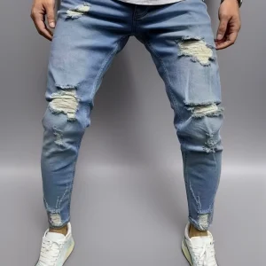 ​Men's Slim-Fit Denim Jeans - Business Five-Pocket Light Blue | Smart Casual Versatility for Fall/Winter​