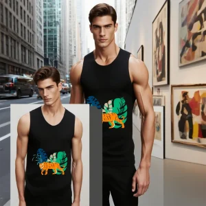 Men's Tank Top Gym Clothing With Tiger Graphic Man Summer Soft Sleeveless Shirt Vest Fitness Tank TopsTraining and Daily Out