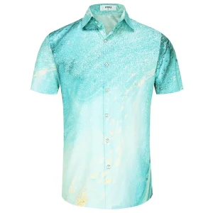 KYKU Men's Casual Button-Down Shirts Hawaiian Shirt Short Sleeve Beach Clothes with Pockets
