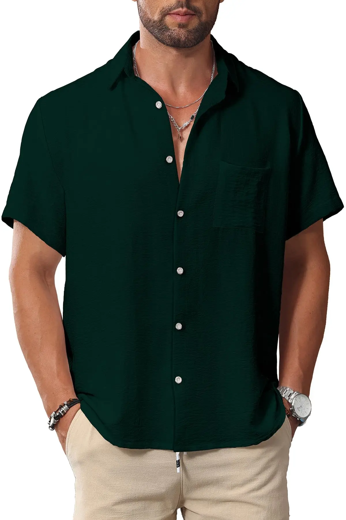KYKU Men Shirts Button Down Short Sleeve Casual Summer Beach Vacation Clothing