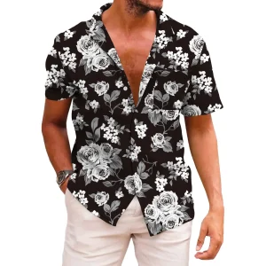 KYKU Funky Hawaiian Shirt for Men Palm Beach Shirts Tropical Vacation Clothes