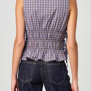 Women s Sleeveless Plaid Print Tank Top with Tie-Up Detail and Casual Streetwear Aesthetic - Summer Vest Shirt for a Stylish