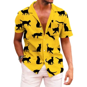 KYKU Funky Hawaiian Shirt for Men Palm Beach Shirts Tropical Vacation Clothes