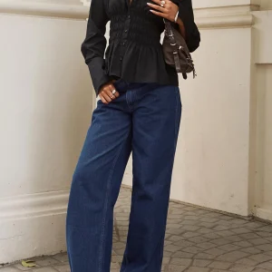 Women s Long Sleeve Button-down Shirt with Pleated Detailing Solid Color Elegant Blouse for Fall Stylish Tops for Women