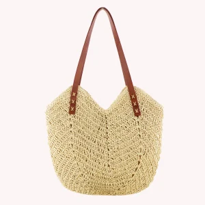 Hollow Woven Handbags Paper Rope Weaving Hand Bag Summer Handmade Fashion Casual Simple Elegant Portable for Ladies Gifts