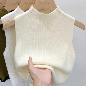 Women Knitted Tank Top Summer Fall Slim Sweater Short Sleeveless Solid Spring Autumn Sweaters Pullovers 2025