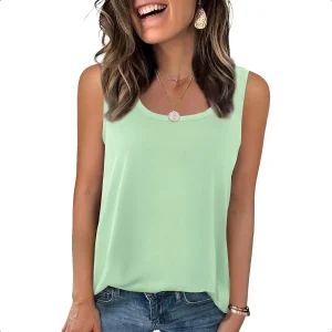 Zeagoo Womens Loose Fit Tank Tops Summer Scoop Neck Tops Casual Flowy Sleevel Tunic Shirts 2025