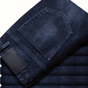 Four seasons new high-end luxury jeans men's loose straight pants high waist middle-aged men's business thick versatile fashion