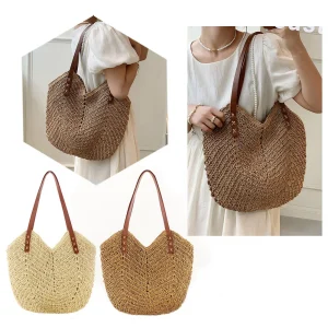 Hollow Women Tote Bags Paper Rope Weaving Hand Bag Summer Handmade Fashion Casual Simple Elegant Portable for Ladies Gifts