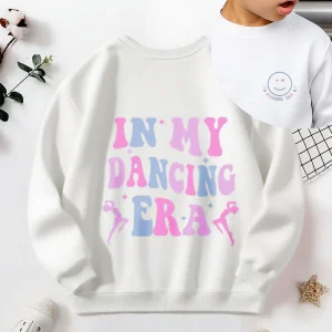 Kids Crew Neck Sweatshirt Smiley Face Dancing Era Graphic Pullover For Boys Girls Cheerful Outfits