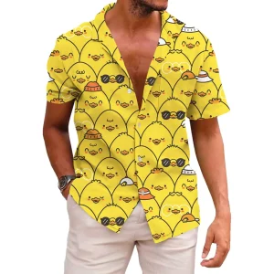 KYKU Men's Casual Button-Down Shirts Hawaiian Shirt Short Sleeve Beach Clothes with Pockets