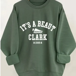 Women's Casual Fashion English Letter Pattern Printed Pullover Long Sleeved Round Neck Sweatshirt Machine Washable Holiday Gift