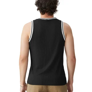 Men s  Fit Ribbed Tank Tops Sleeveless Round Neck Muscle T Shirts Gym Workout Tops for Summer